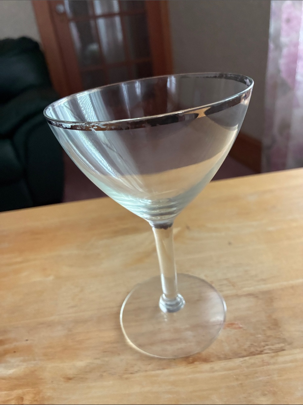 Clear Martini Glass with Silver Rim